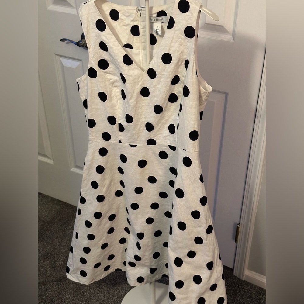 EUC White House Black Market Polka Dot Flare Dress Like New Size 10